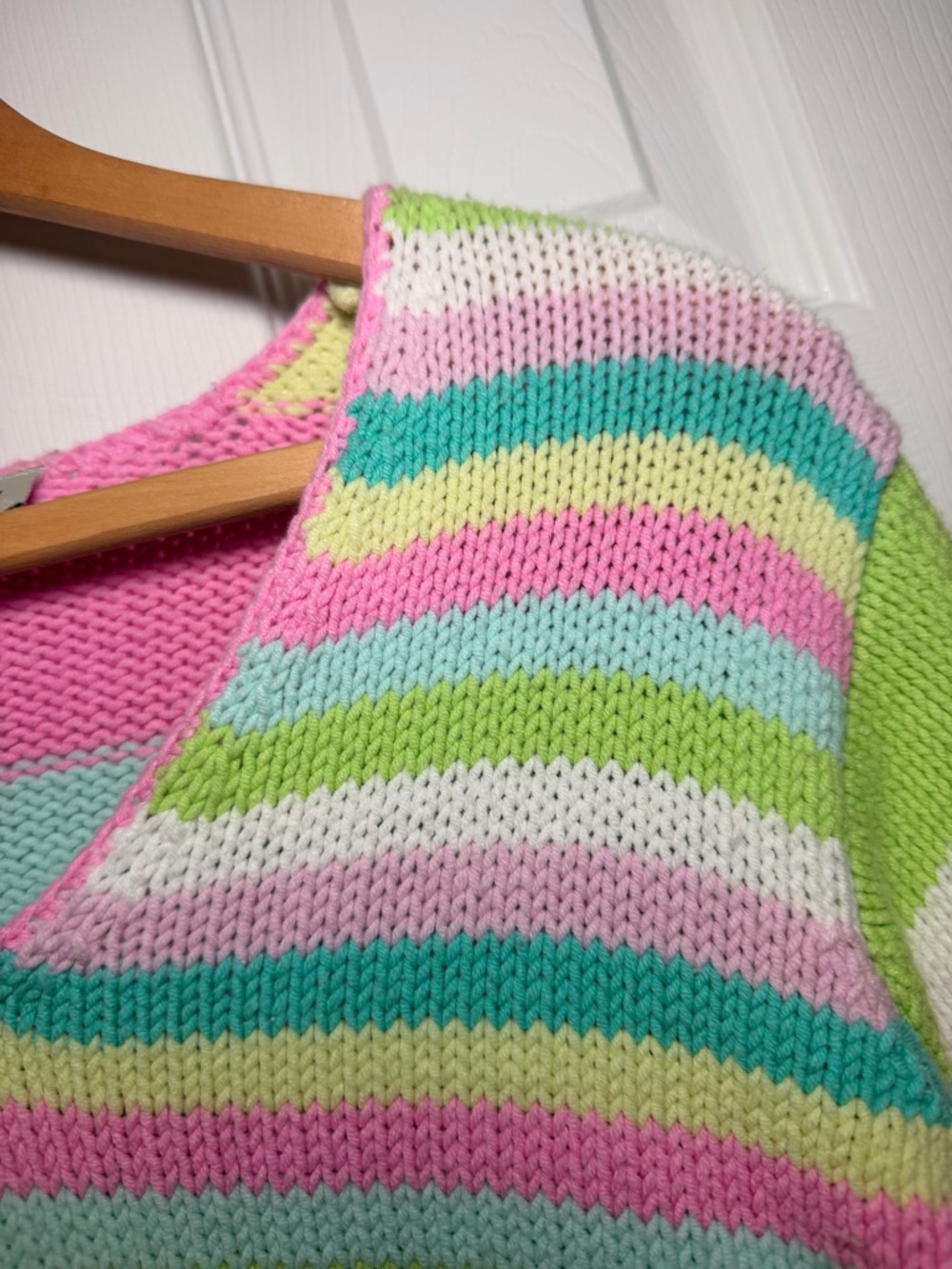 Vintage David Brooks Pastel Striped‎ V-Neck Spring Sweater Preppy 90s M Coastal - Picture 5 of 11